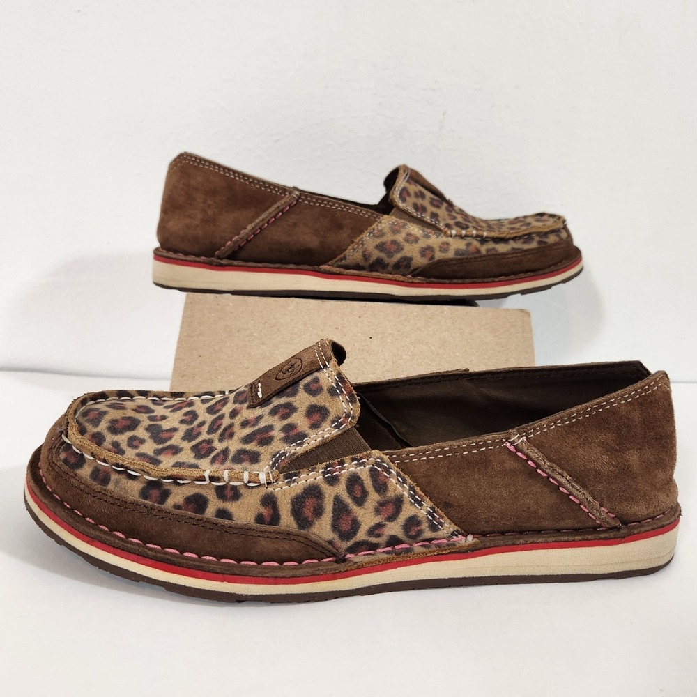 Ariat Cruiser Leopard Print Slip On Shoes Womens US Size 9B Brown Suede Loafers